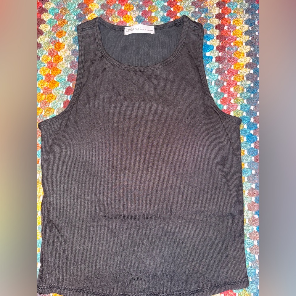 Zenana Black Ribbed Tank Top